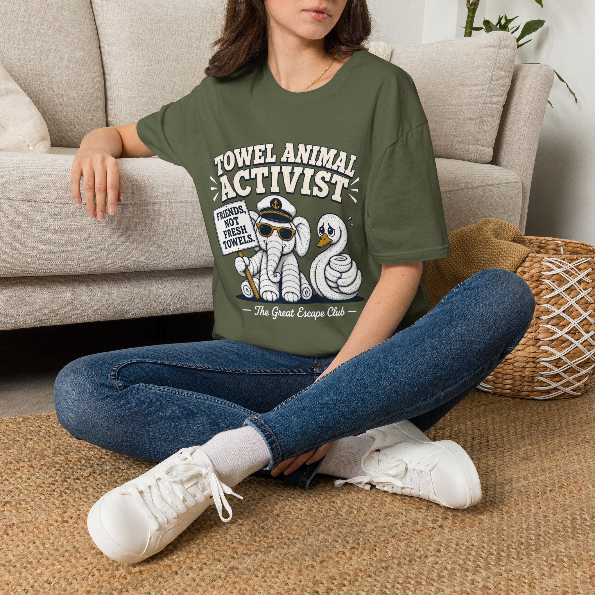 Towel Animal Activist T-Shirt, Friends Not Fresh Towels Cruise Tee