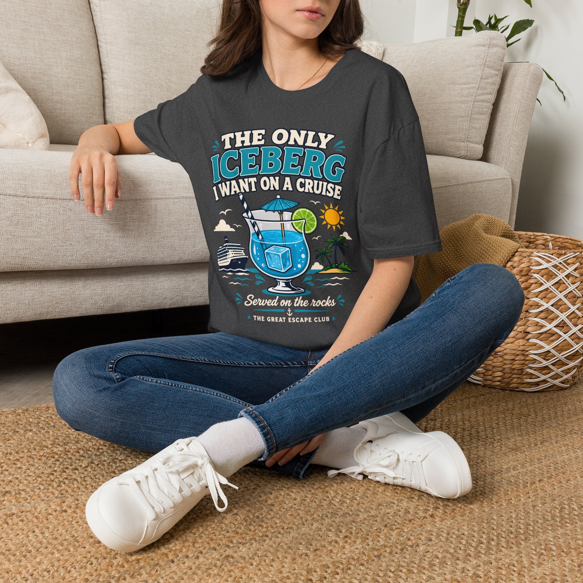 Cruise Vacation T-Shirt — "The Only Iceberg I Want on a Cruise" Tropical Cocktail Tee