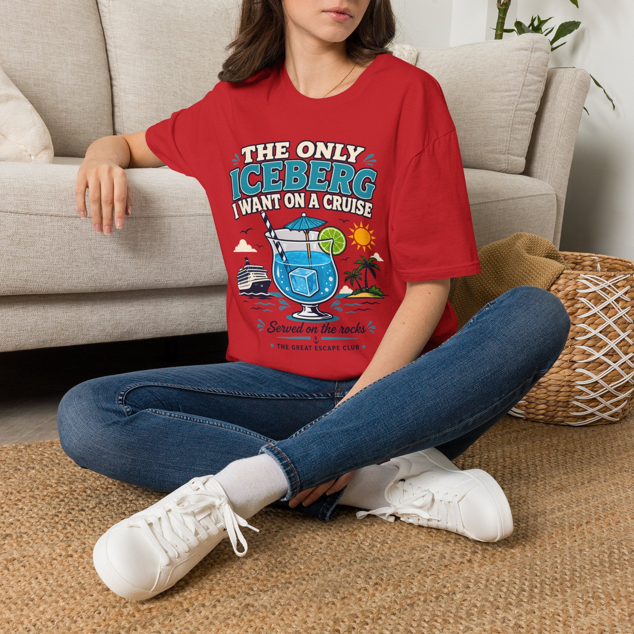 Cruise Vacation T-Shirt — "The Only Iceberg I Want on a Cruise" Tropical Cocktail Tee