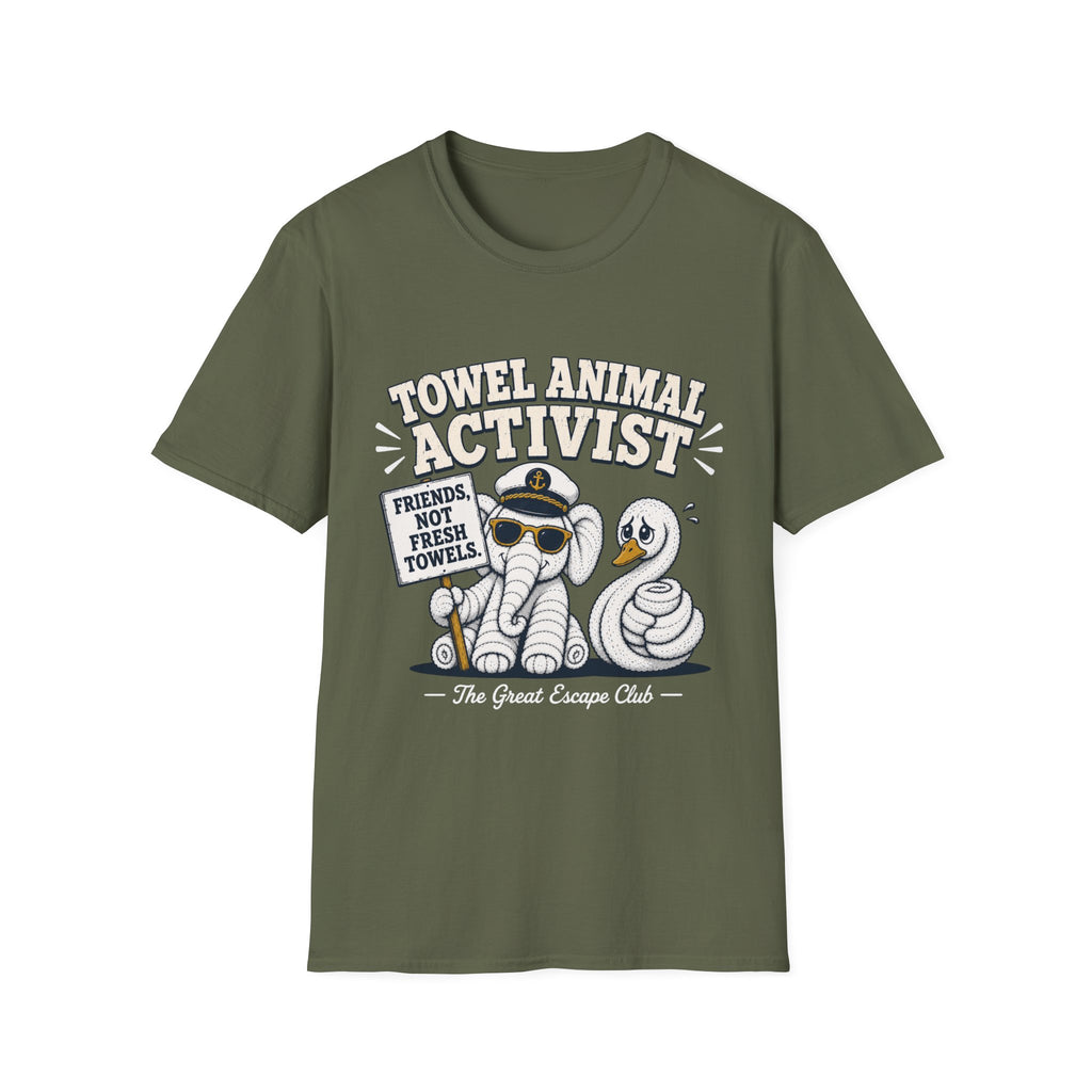 Towel Animal Activist T-Shirt, Friends Not Fresh Towels Cruise Tee