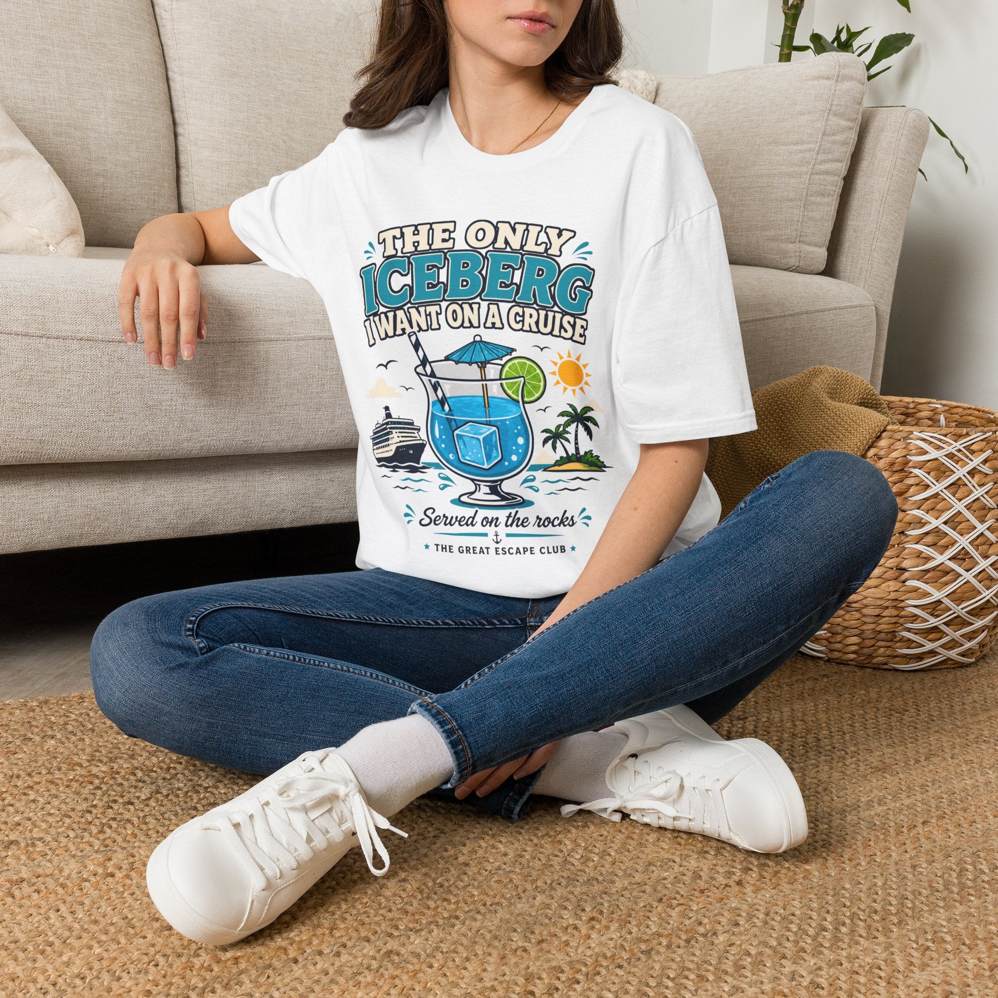Cruise Vacation T-Shirt — "The Only Iceberg I Want on a Cruise" Tropical Cocktail Tee