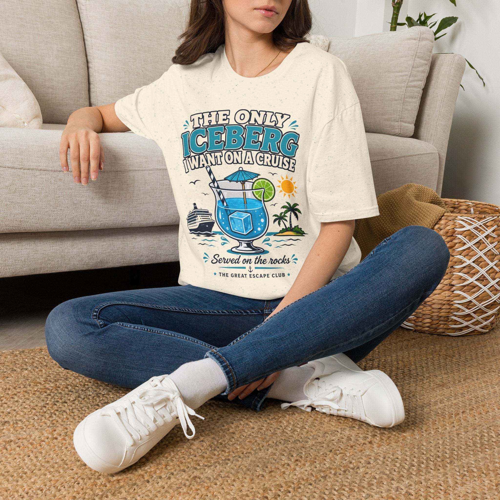 Cruise Vacation T-Shirt — "The Only Iceberg I Want on a Cruise" Tropical Cocktail Tee