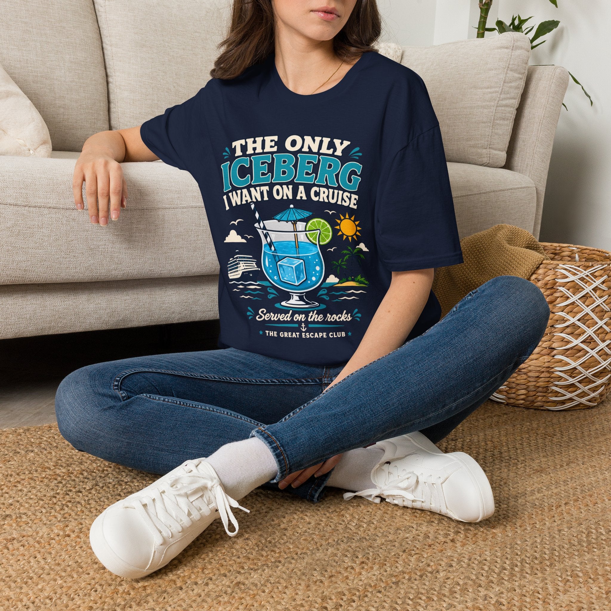 Cruise Vacation T-Shirt — "The Only Iceberg I Want on a Cruise" Tropical Cocktail Tee
