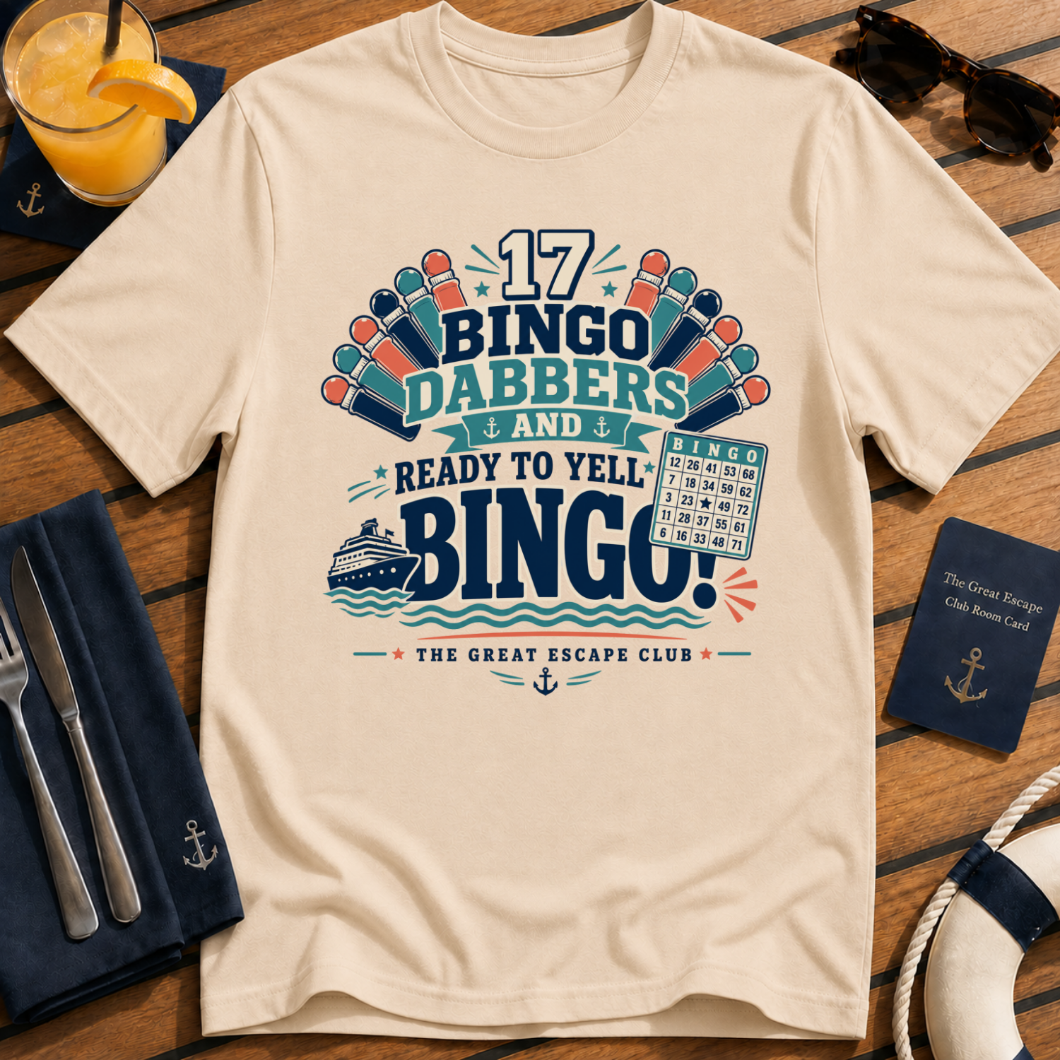 17 Bingo Dabbers funny cruise bingo t-shirt design on Natural shirt