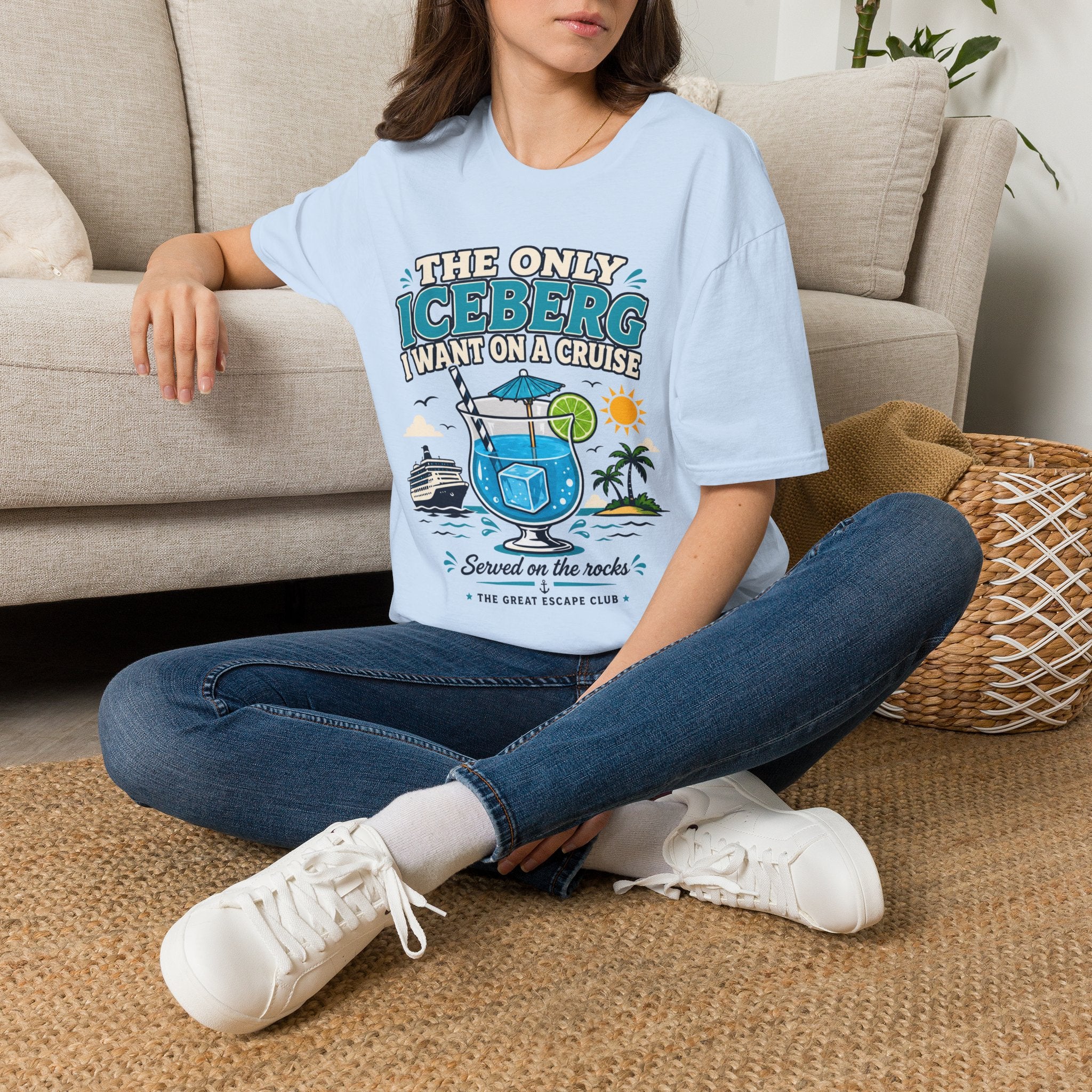 Cruise Vacation T-Shirt — "The Only Iceberg I Want on a Cruise" Tropical Cocktail Tee