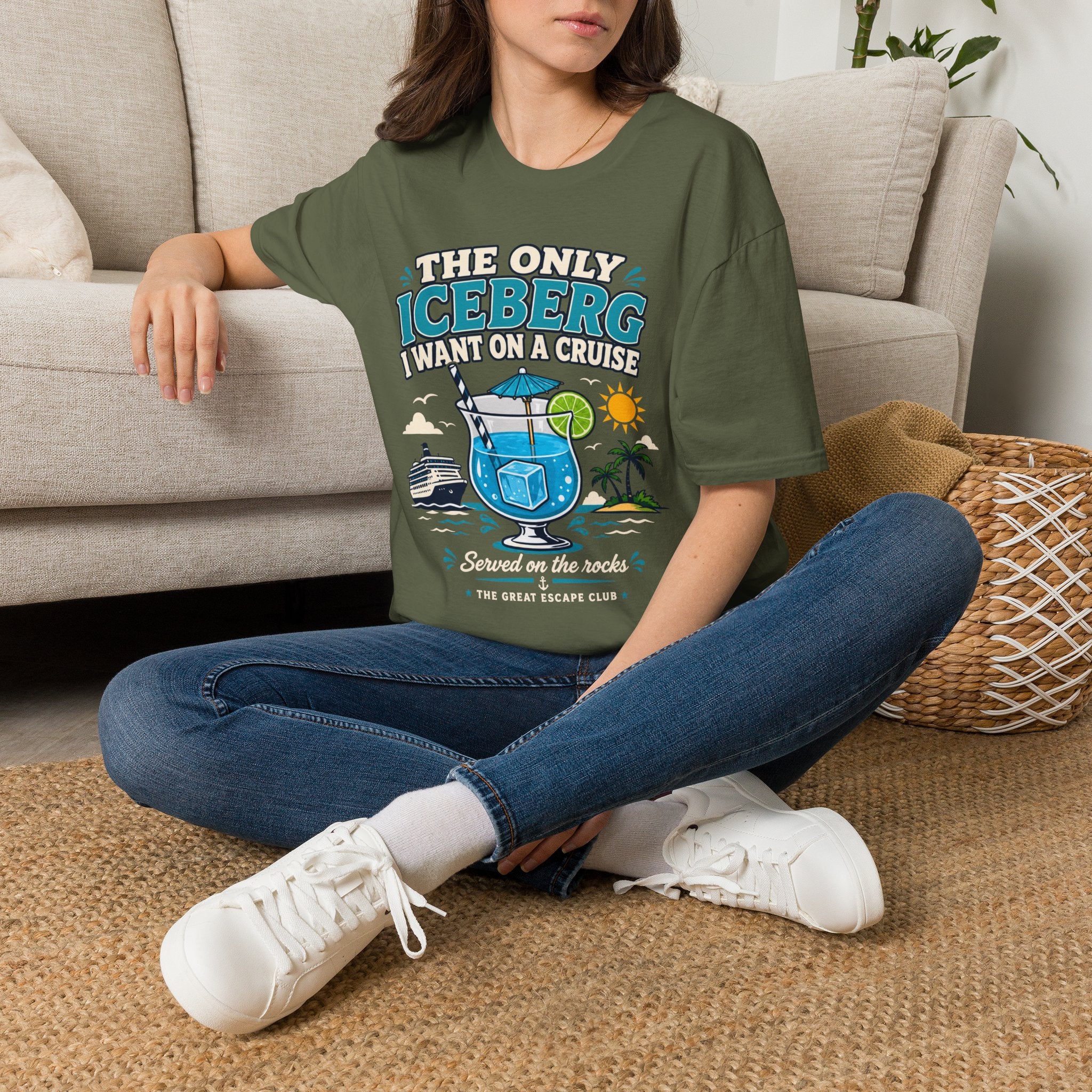 Cruise Vacation T-Shirt — "The Only Iceberg I Want on a Cruise" Tropical Cocktail Tee