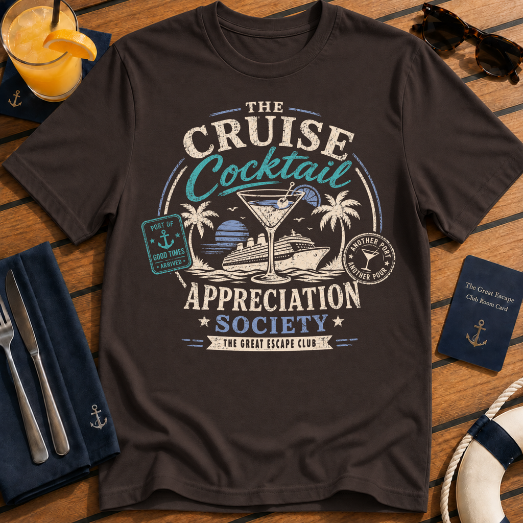 Cruise Cocktail Appreciation Society T-Shirt, Funny Cruise Drinking Tee