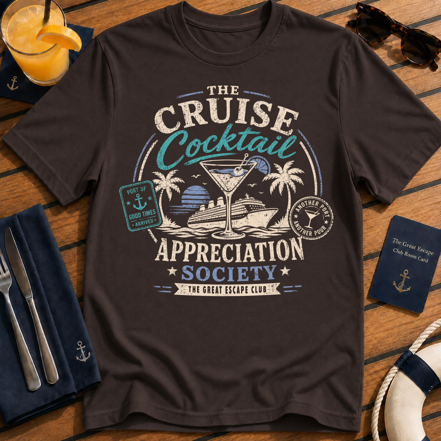 Cruise Cocktail Appreciation Society T-Shirt, Funny Cruise Drinking Tee