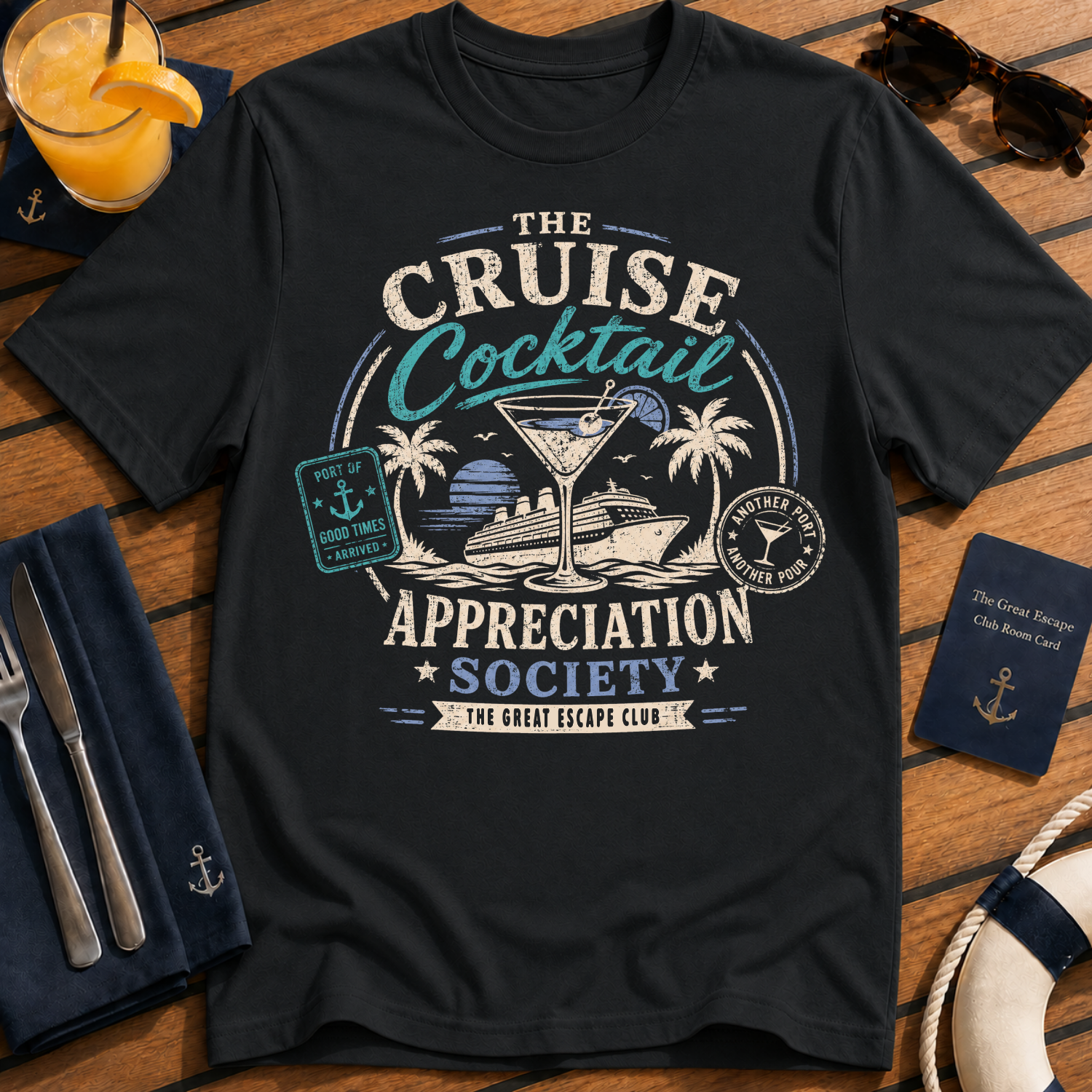 Cruise Cocktail Appreciation Society T-Shirt, Funny Cruise Drinking Tee
