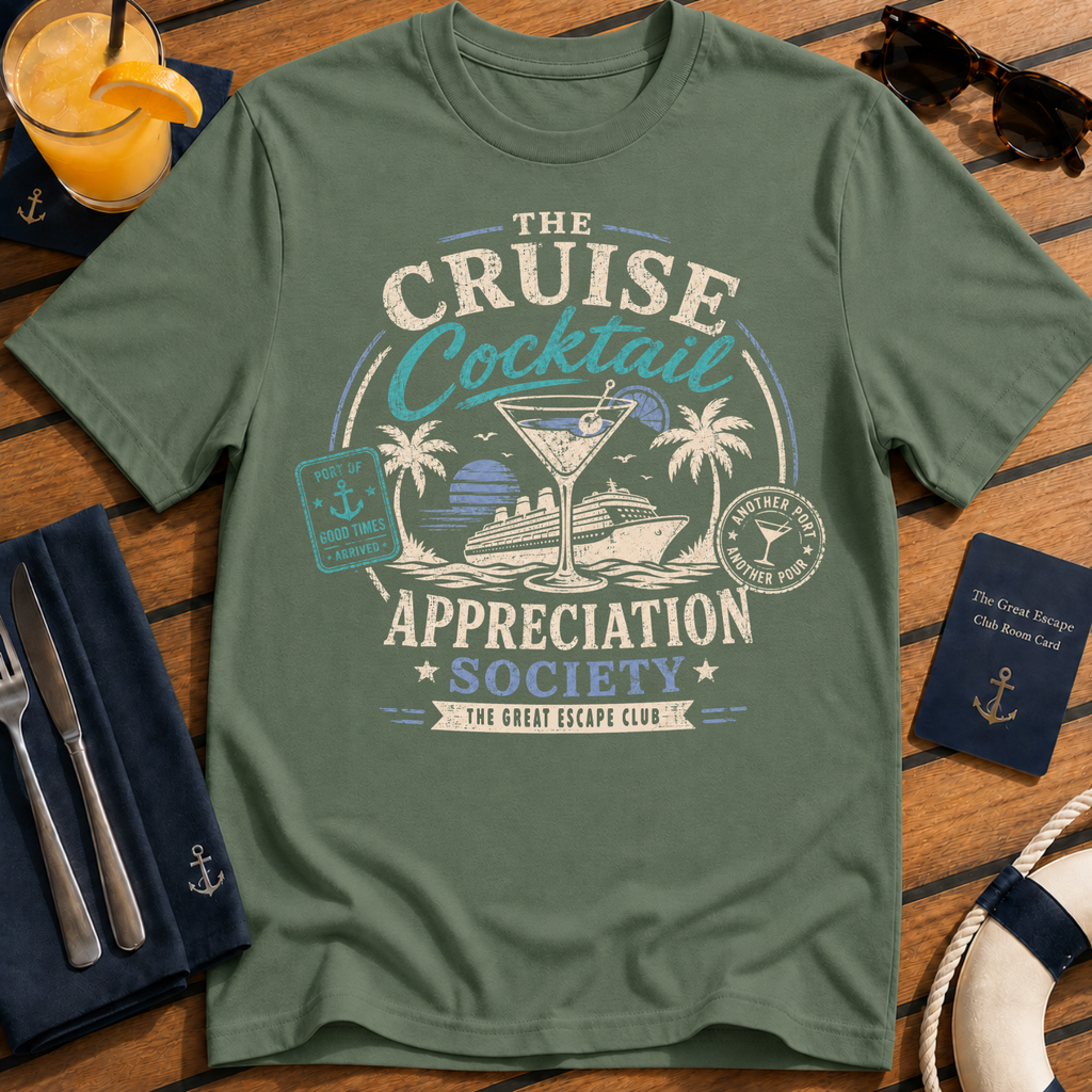 Cruise Cocktail Appreciation Society T-Shirt, Funny Cruise Drinking Tee