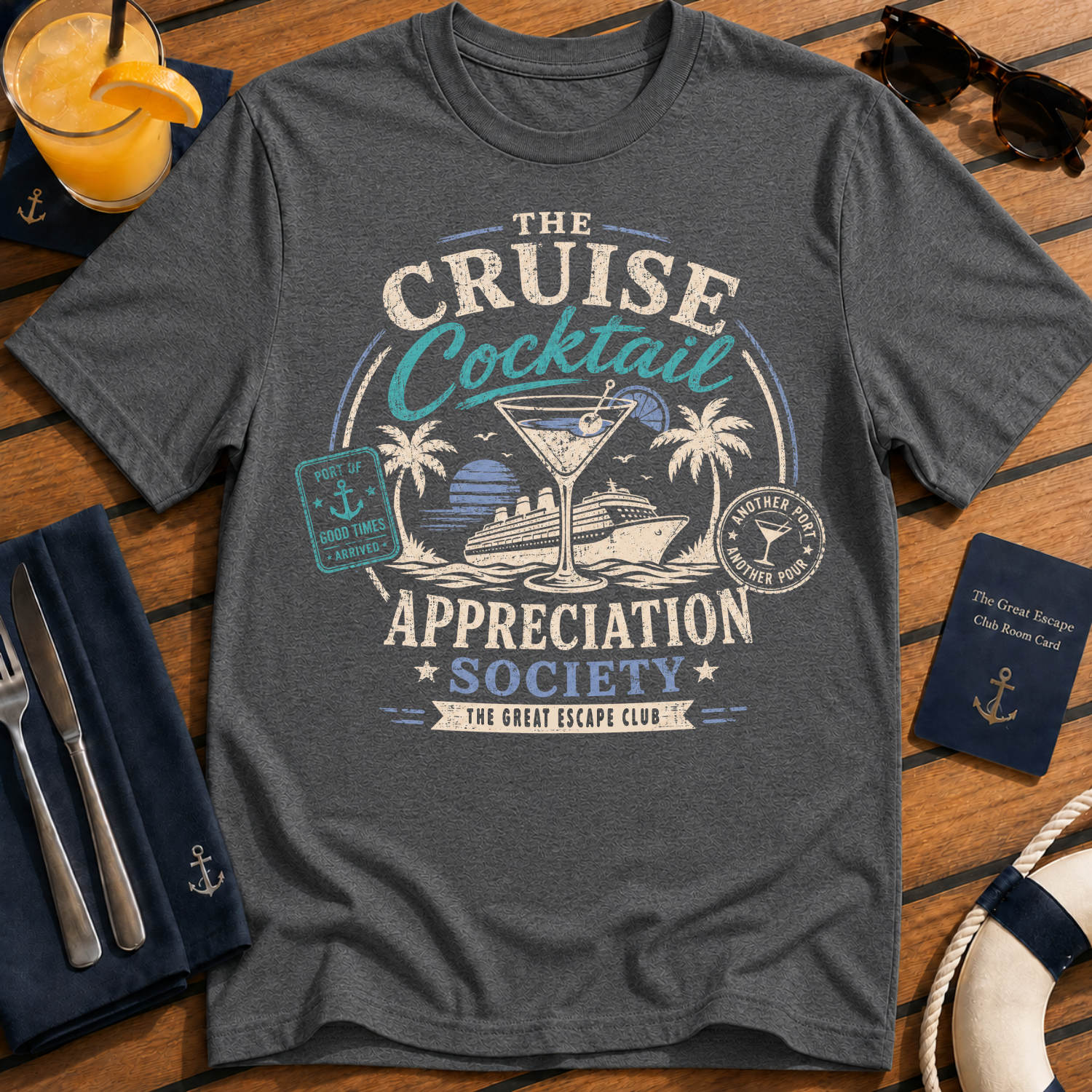 Cruise Cocktail Appreciation Society T-Shirt, Funny Cruise Drinking Tee