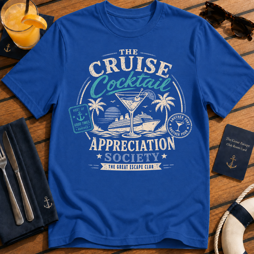 Cruise Cocktail Appreciation Society T-Shirt, Funny Cruise Drinking Tee