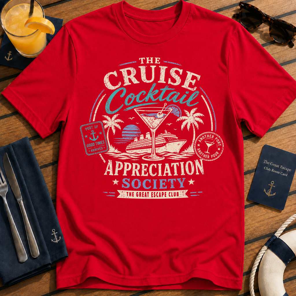 Cruise Cocktail Appreciation Society T-Shirt, Funny Cruise Drinking Tee