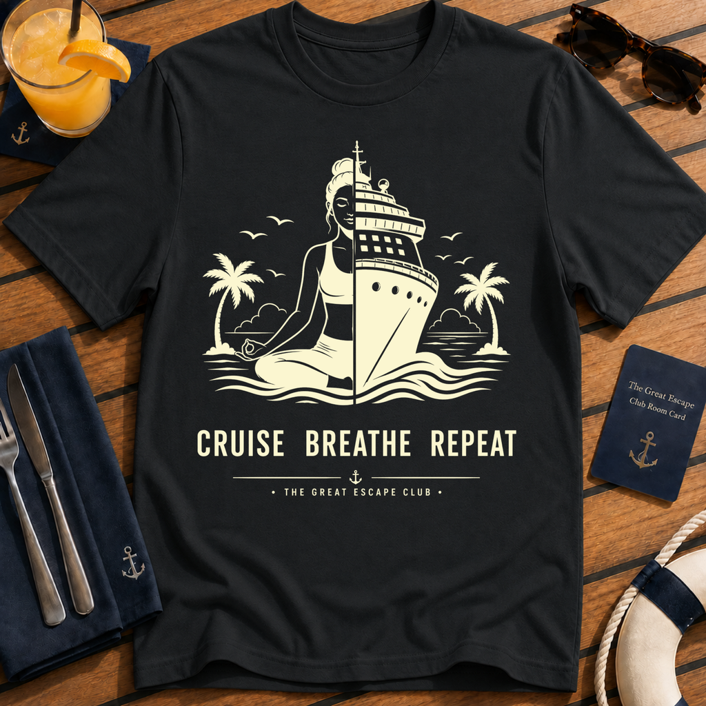 Cruise Breathe Repeat T-Shirt - Nautical Vacation Graphic Tee