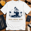 Cruise Breathe Repeat T-Shirt - Nautical Vacation Graphic Tee