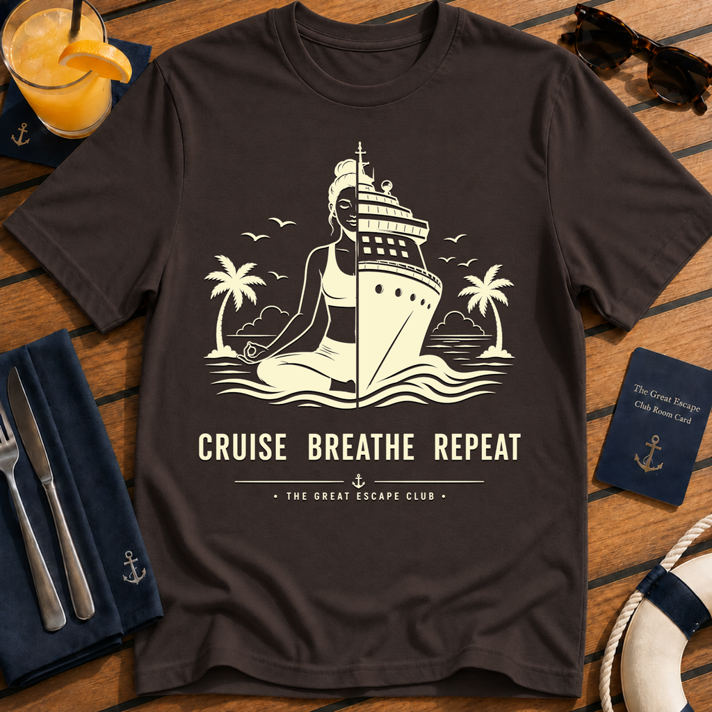 Cruise Breathe Repeat T-Shirt - Nautical Vacation Graphic Tee