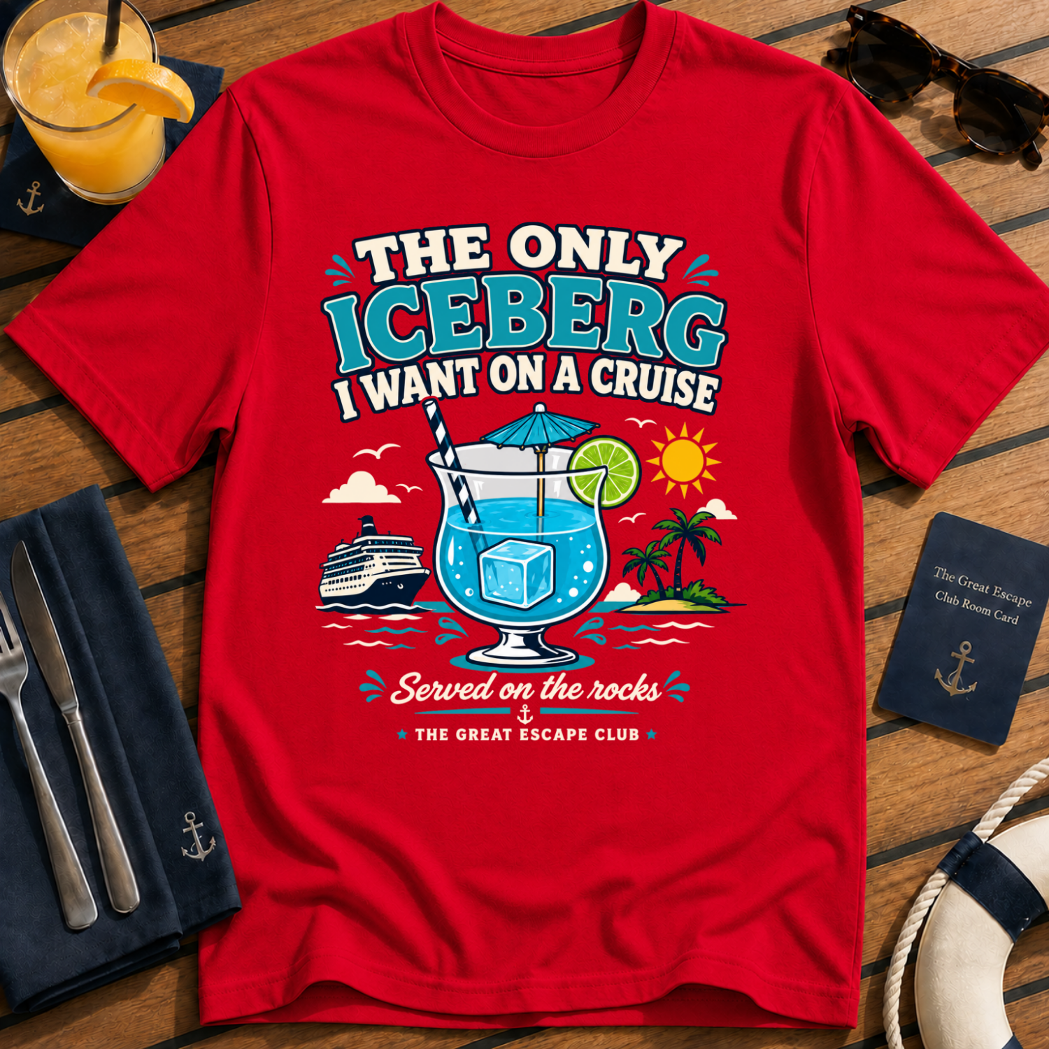 Cruise Cocktail T‑Shirt The Only Iceberg I Want on a Cruise Funny Cocktail Vacation Tee
