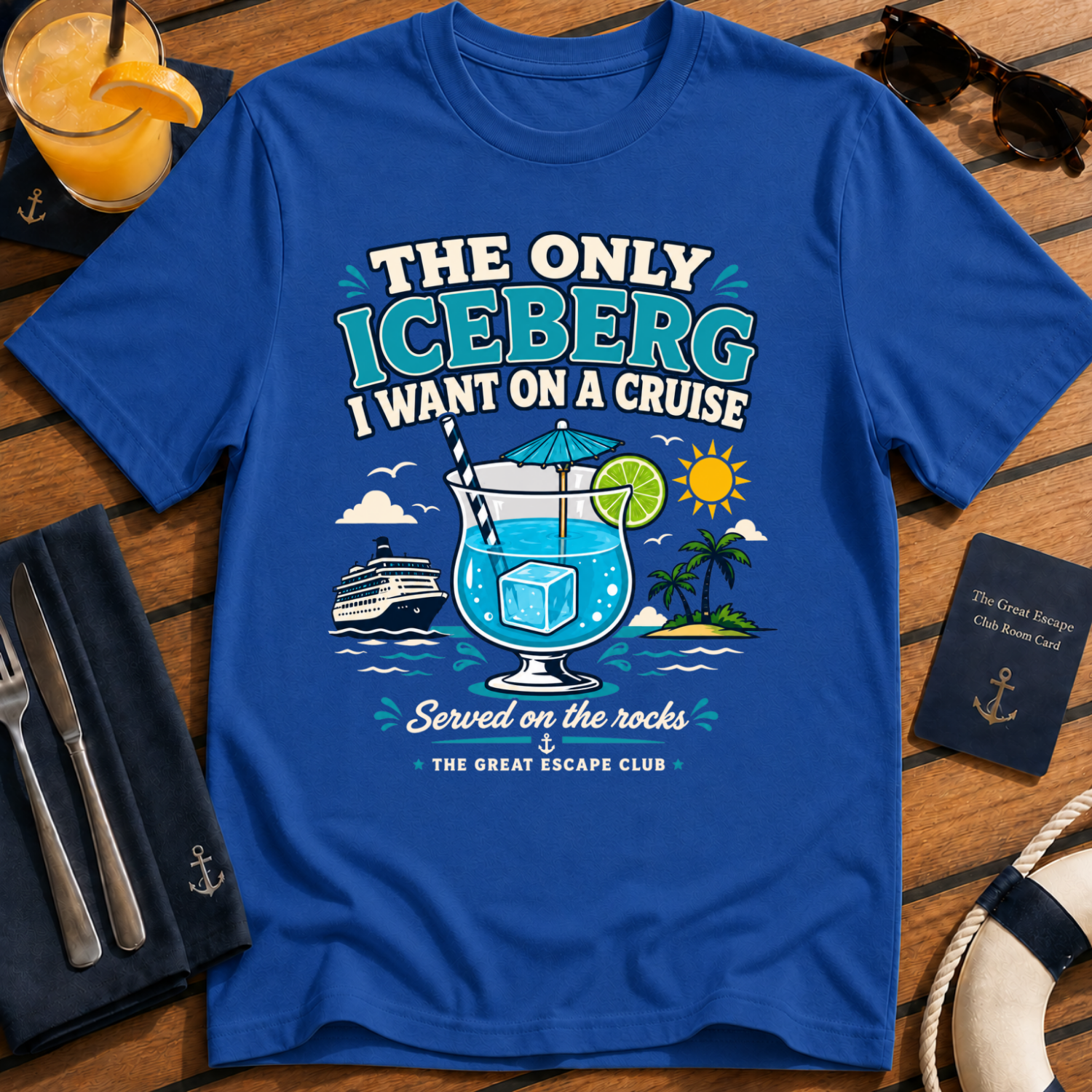 Cruise Cocktail T‑Shirt The Only Iceberg I Want on a Cruise Funny Cocktail Vacation Tee