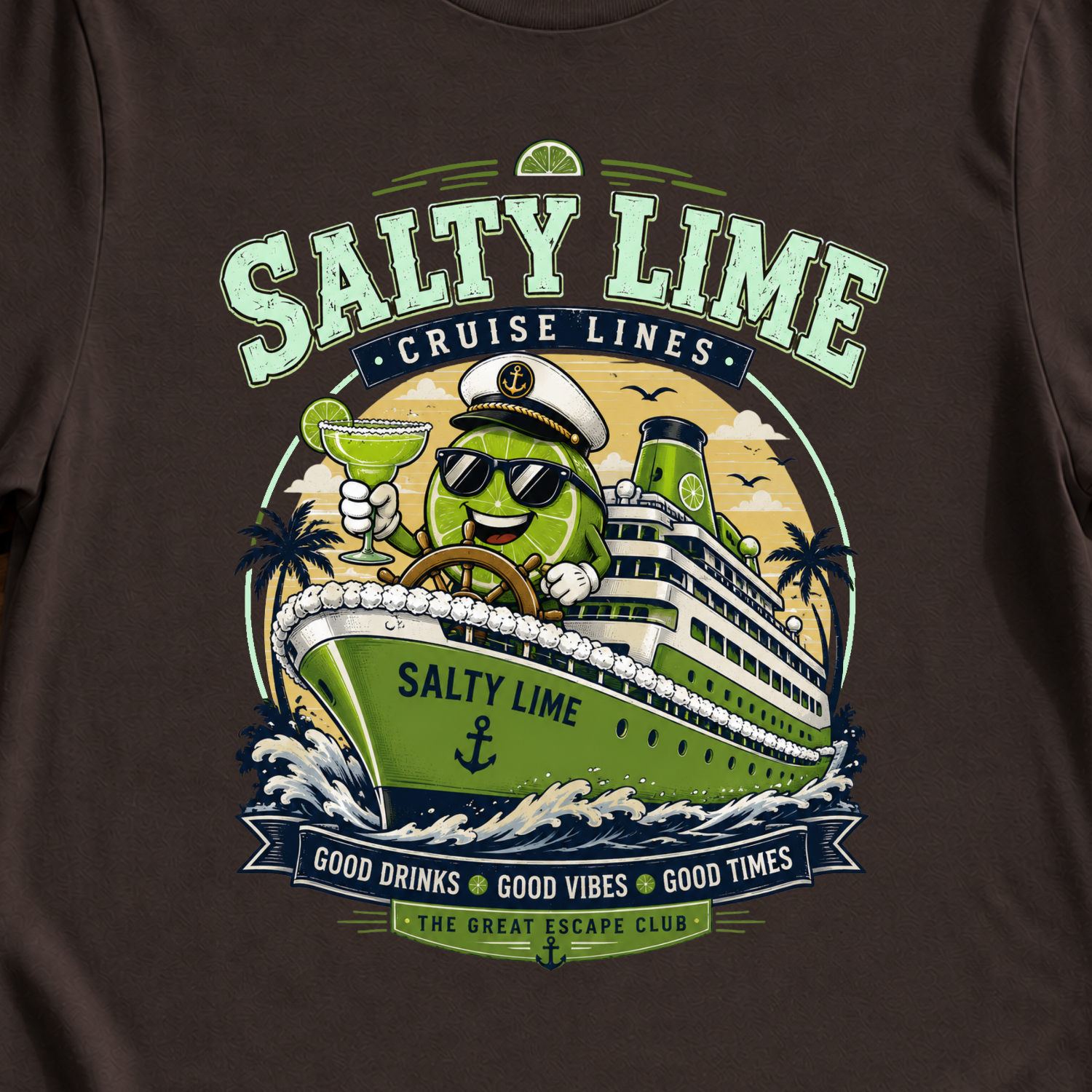 Salty Lime Cruise Lines Margarita T-Shirt, Funny Cruise Cocktail Tee
