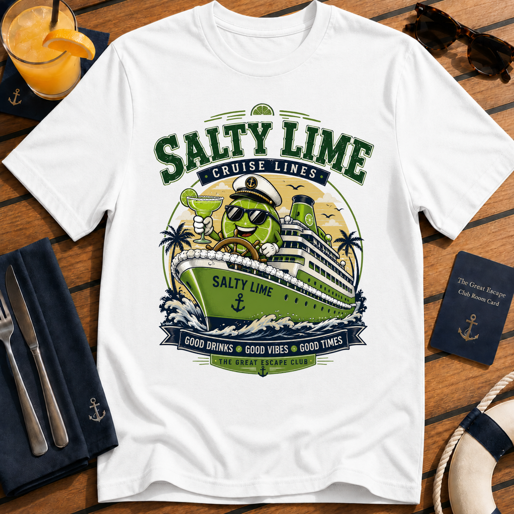 Salty Lime Cruise Lines Margarita T-Shirt, Funny Cruise Cocktail Tee