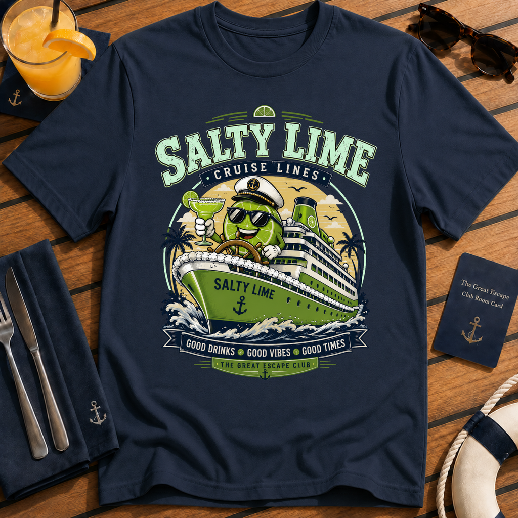 Salty Lime Cruise Lines Margarita T-Shirt, Funny Cruise Cocktail Tee