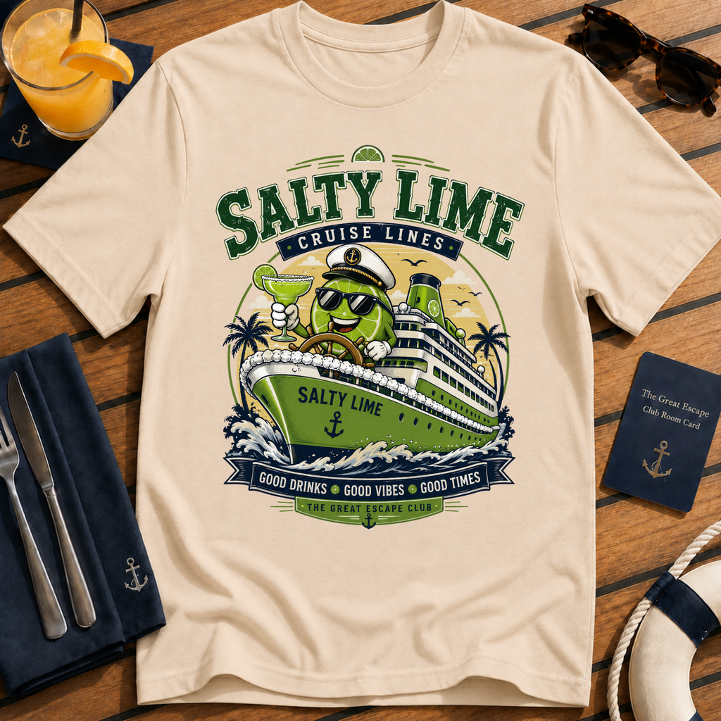 Salty Lime Cruise Lines Margarita T-Shirt, Funny Cruise Cocktail Tee