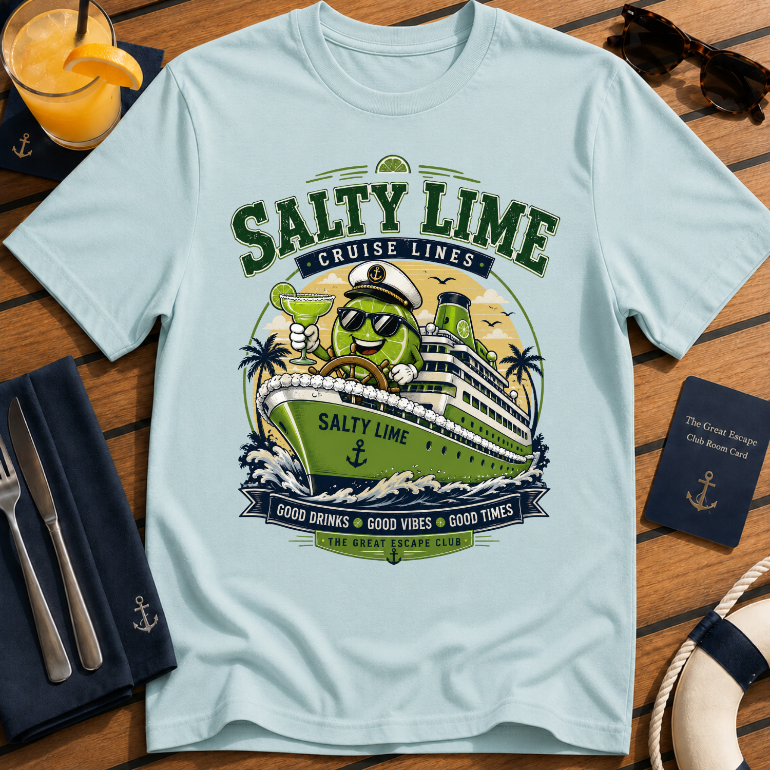 Salty Lime Cruise Lines Margarita T-Shirt, Funny Cruise Cocktail Tee