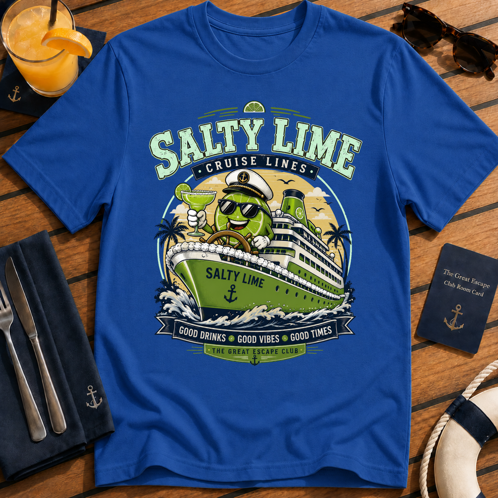Salty Lime Cruise Lines Margarita T-Shirt, Funny Cruise Cocktail Tee