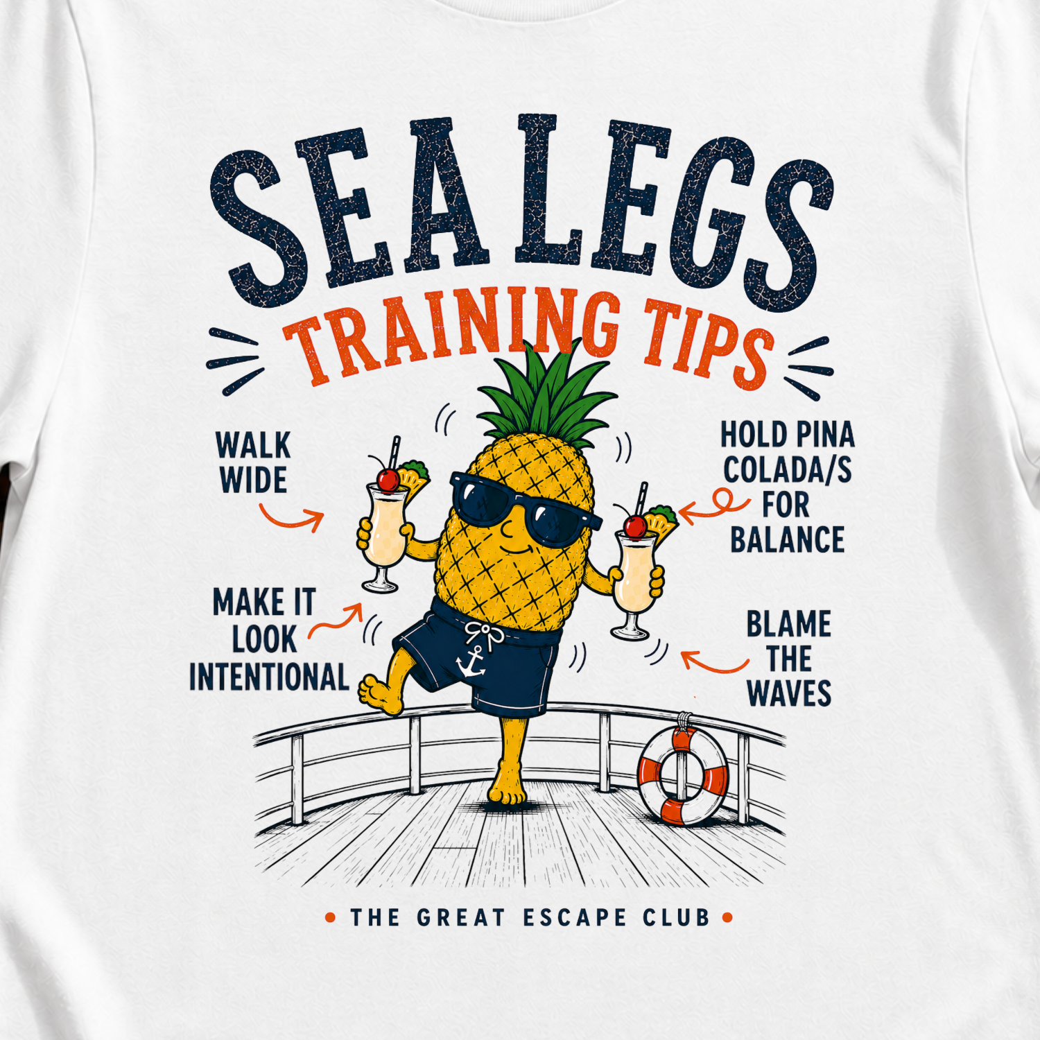 Sea Legs Training Tips T-Shirt — Funny Pineapple Vacation Tee
