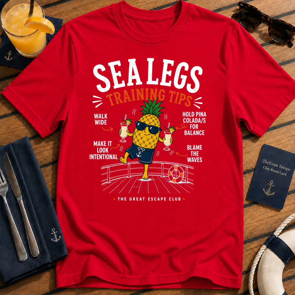 Sea Legs Training Tips T-Shirt — Funny Pineapple Vacation Tee