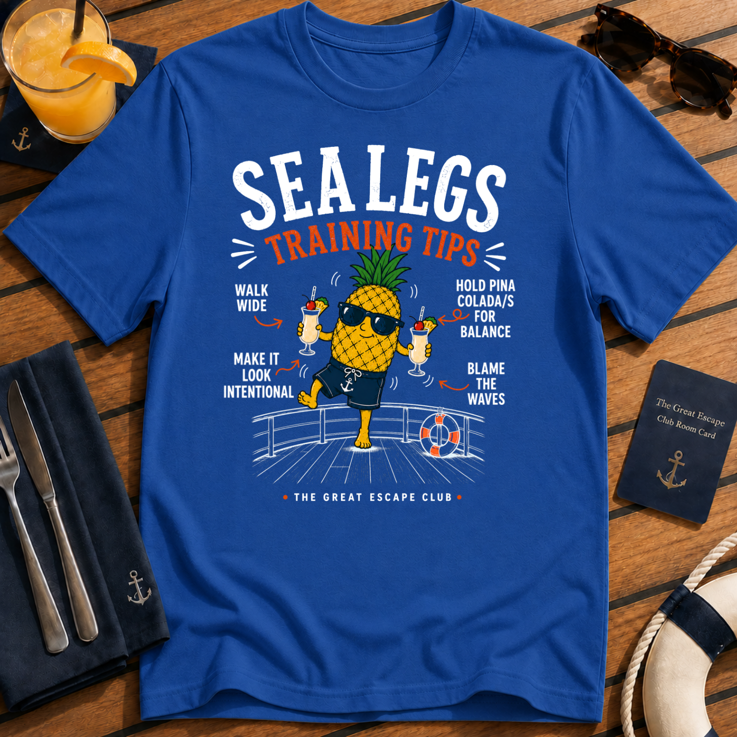 Sea Legs Training Tips T-Shirt — Funny Pineapple Vacation Tee