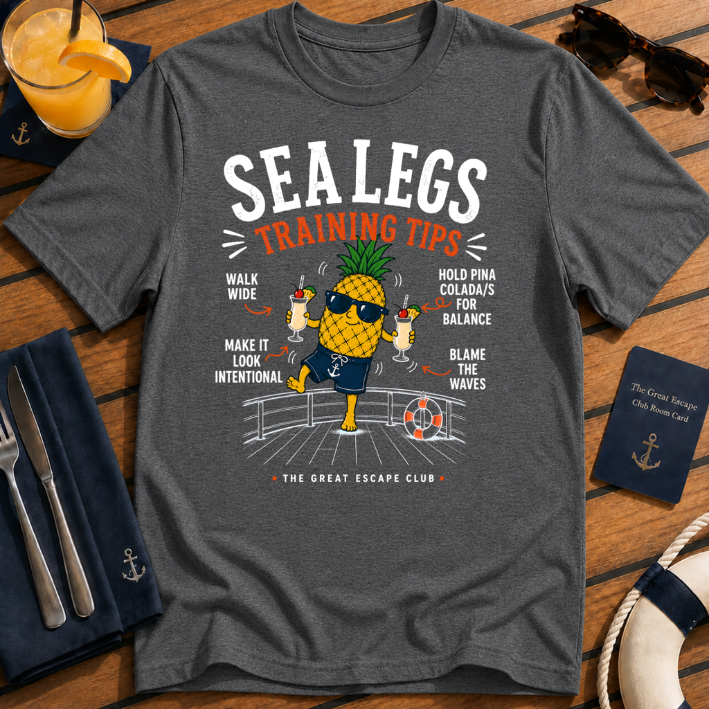 Sea Legs Training Tips T-Shirt — Funny Pineapple Vacation Tee