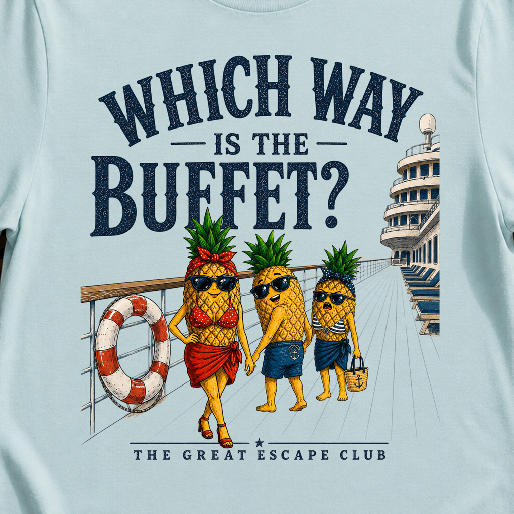 Which Way Is The Buffet? Funny Cruise Shirt | Distracted Hank Cruise Meme Unisex T-Shirt