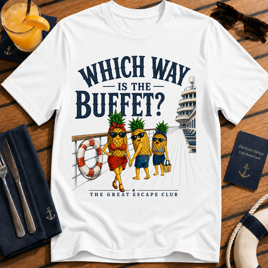 Which Way Is The Buffet? Funny Cruise Shirt | Distracted Hank Cruise Meme Unisex T-Shirt