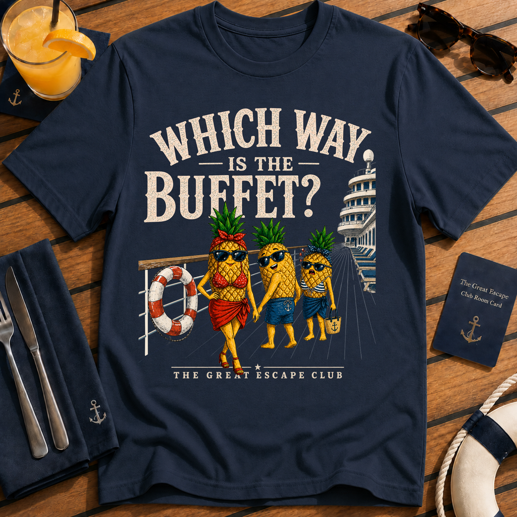 Which Way Is The Buffet? Funny Cruise Shirt | Distracted Hank Cruise Meme Unisex T-Shirt