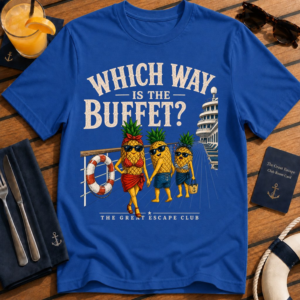 Which Way Is The Buffet? Funny Cruise Shirt | Distracted Hank Cruise Meme Unisex T-Shirt