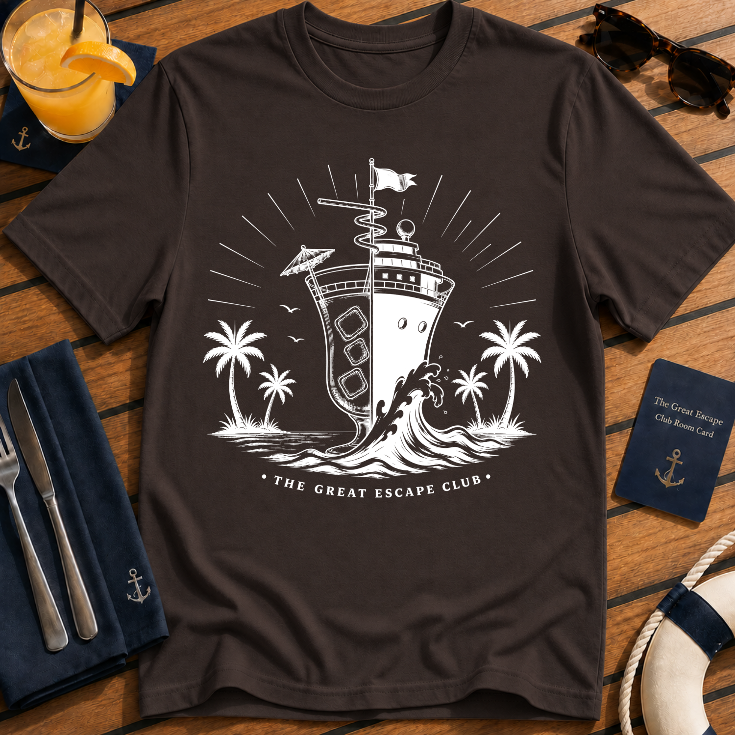 Cocktails and Cruise Ships T-Shirt, Nautical Cocktail Holiday Tee