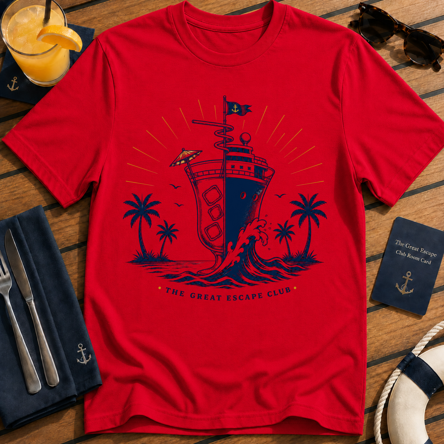 Cocktails and Cruise Ships T-Shirt, Nautical Cocktail Holiday Tee