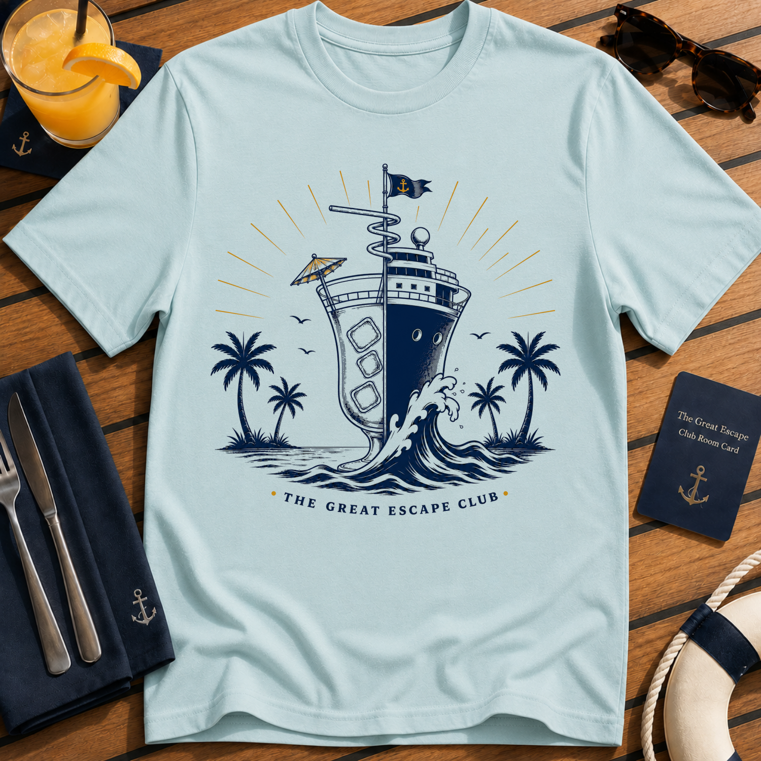 Cocktails and Cruise Ships T-Shirt, Nautical Cocktail Holiday Tee