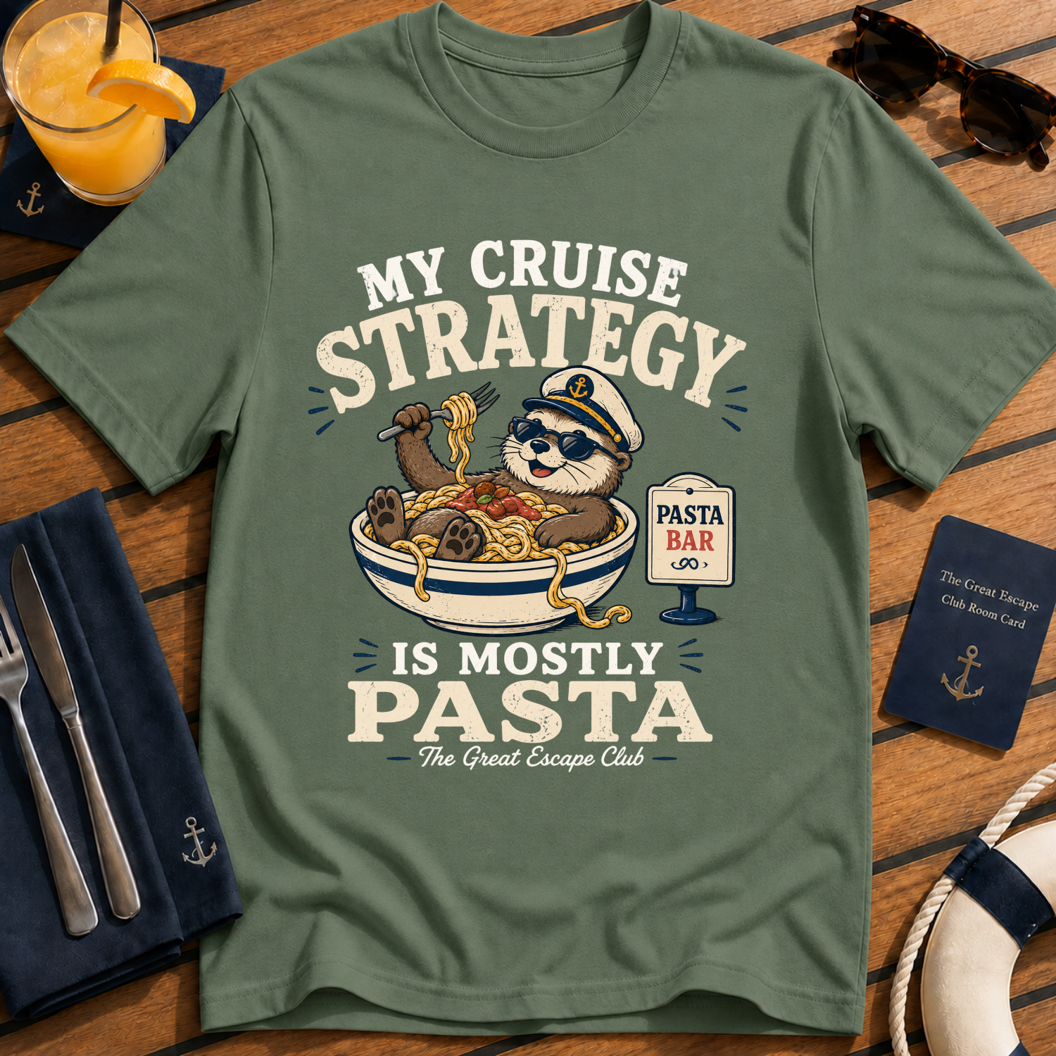My Cruise Strategy Is Mostly Pasta T-Shirt, Funny Cruise Buffet Tee