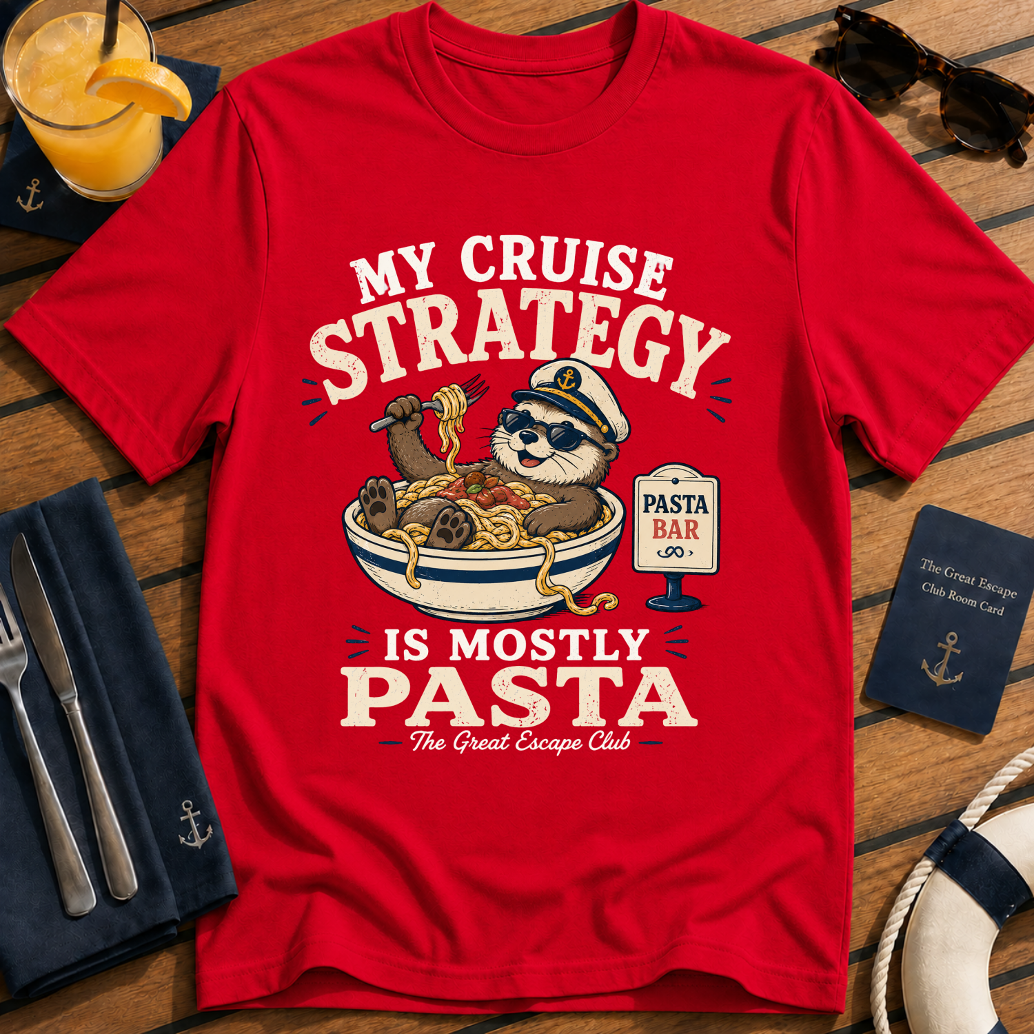 My Cruise Strategy Is Mostly Pasta T-Shirt, Funny Cruise Buffet Tee
