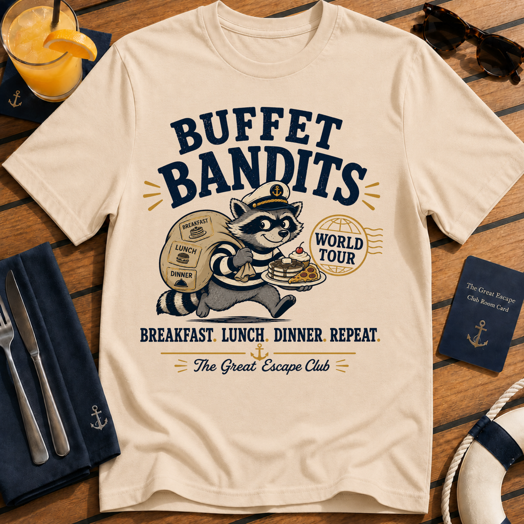 Buffet Bandits T-Shirt — Funny Raccoon World Tour Brunch & Buffet Tee