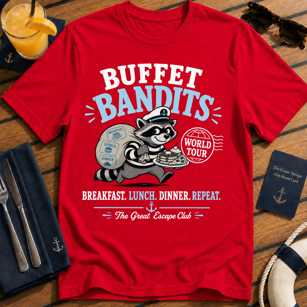 Buffet Bandits T-Shirt — Funny Raccoon World Tour Brunch & Buffet Tee