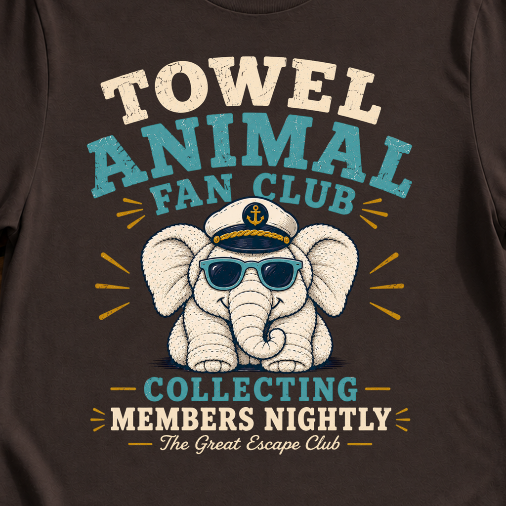 Towel Animal Fan Club T-Shirt, Funny Cruise Cabin Holiday Tee