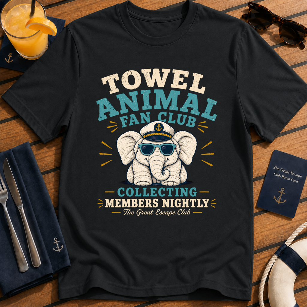 Towel Animal Fan Club T-Shirt, Funny Cruise Cabin Holiday Tee