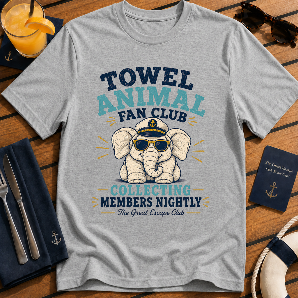 Towel Animal Fan Club T-Shirt, Funny Cruise Cabin Holiday Tee