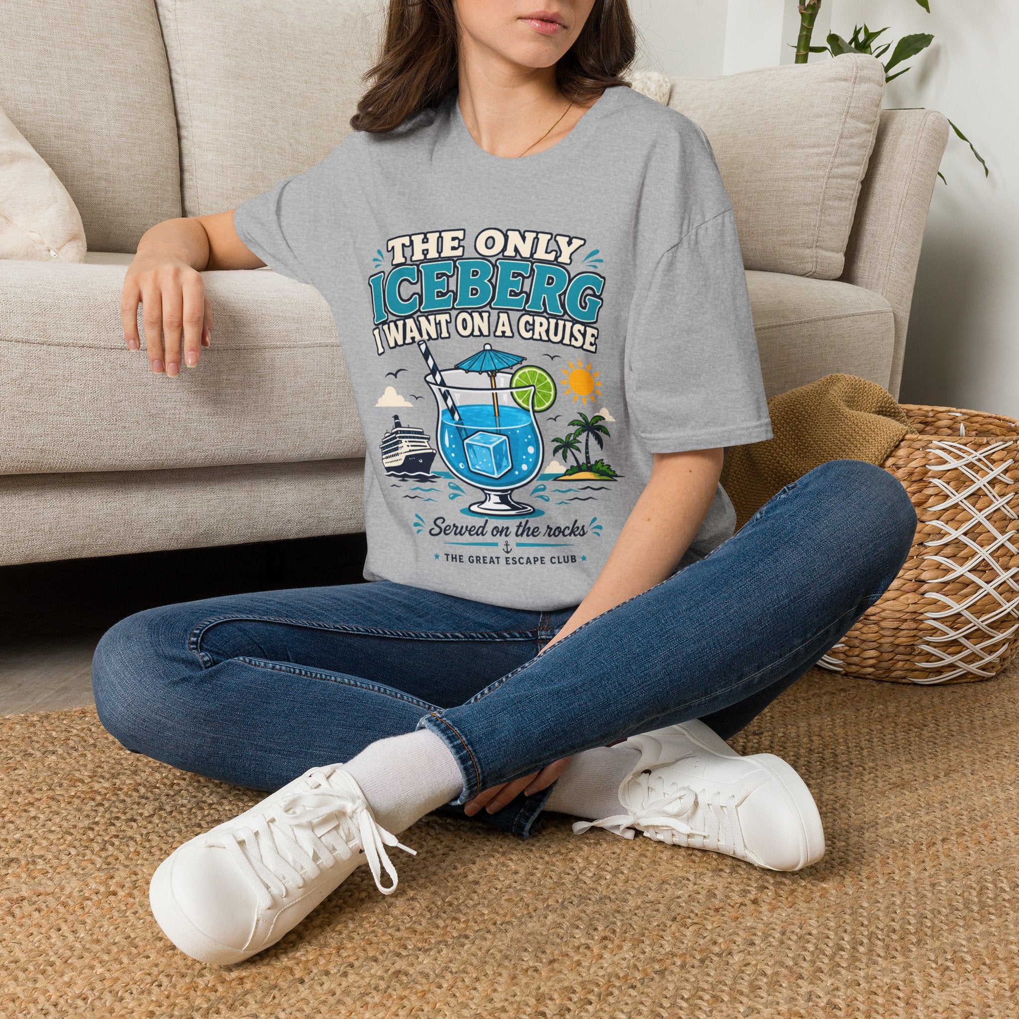Cruise Vacation T-Shirt — "The Only Iceberg I Want on a Cruise" Tropical Cocktail Tee