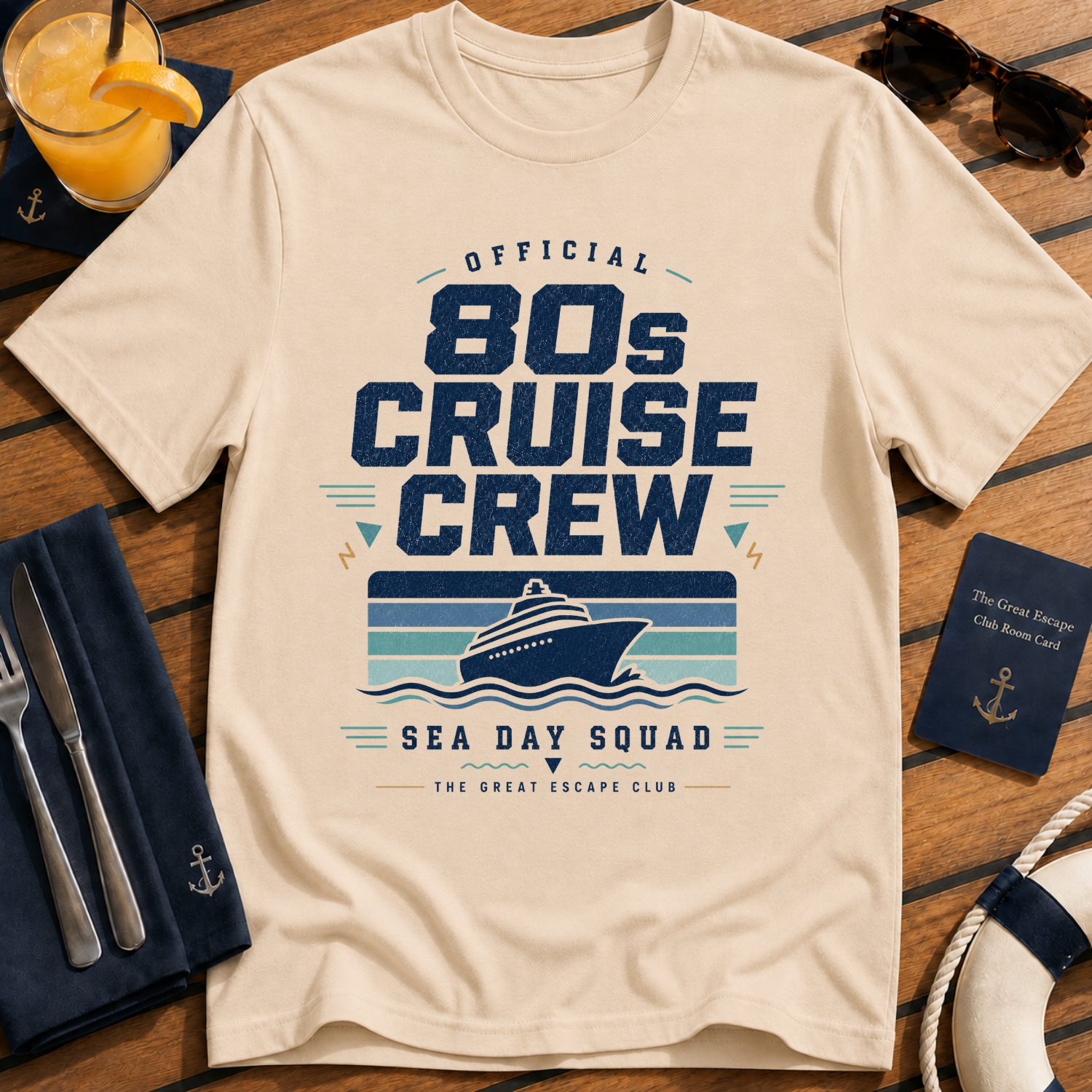 80s Cruise Crew retro cruise crew t-shirt design on Natural shirt