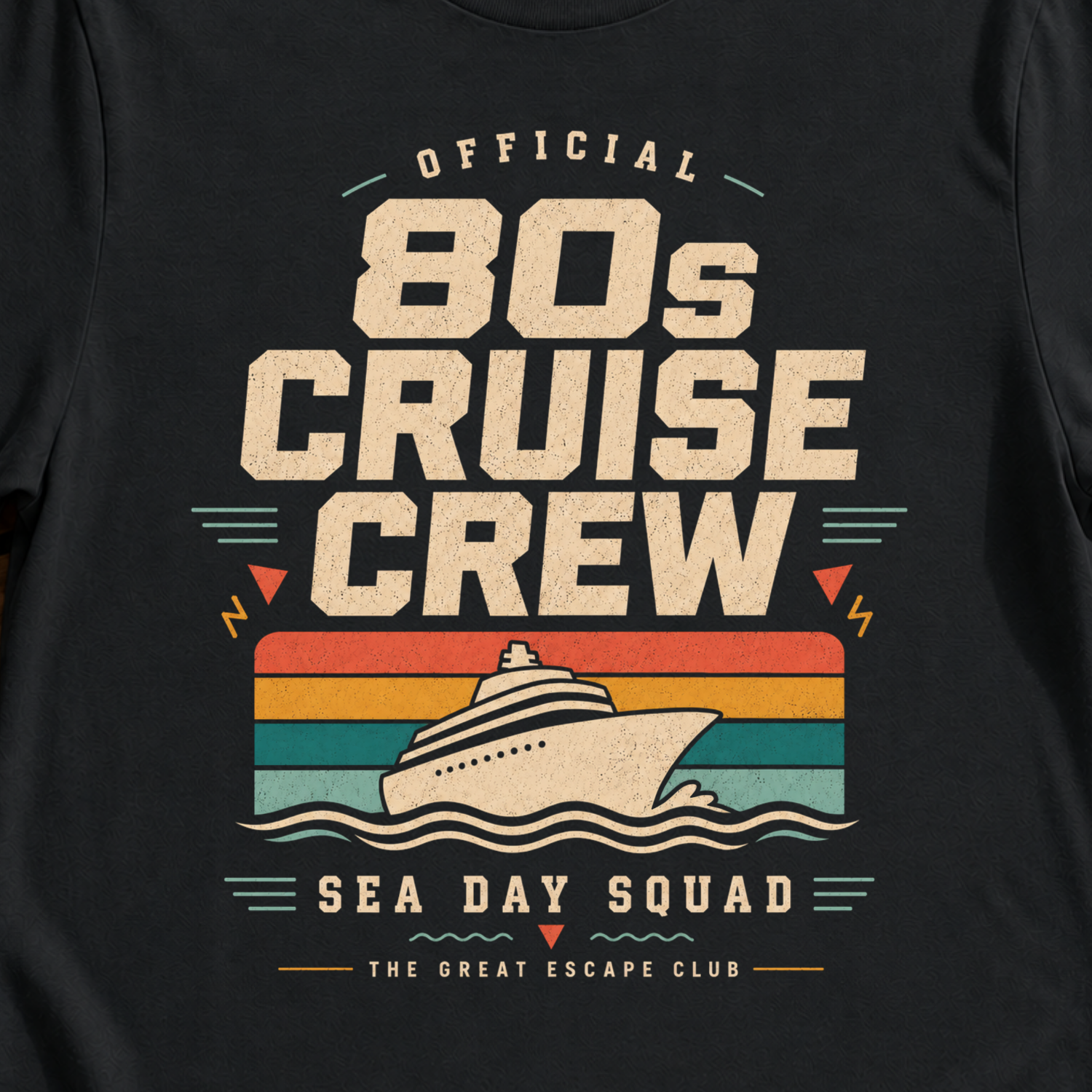 80s Cruise Crew retro cruise crew t-shirt design on Black shirt