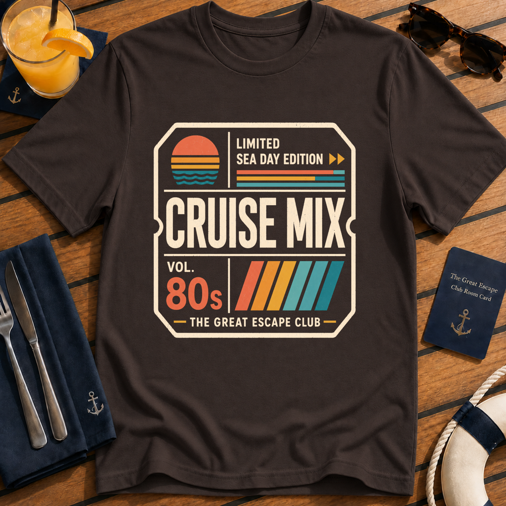 80s Cruise Mix retro cruise t-shirt design on Dark Chocolate shirt